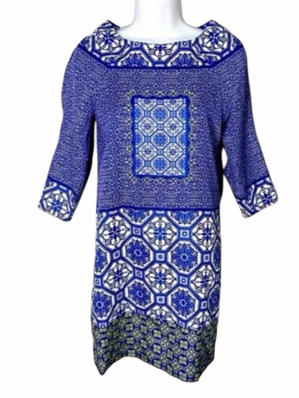 THE LIMITED Blue, white and yellow print with womens dress size Med lined